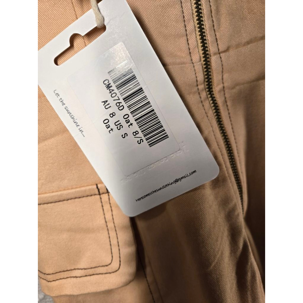 Tan Mini Dress with Flared Hem - Picture 8 of 9